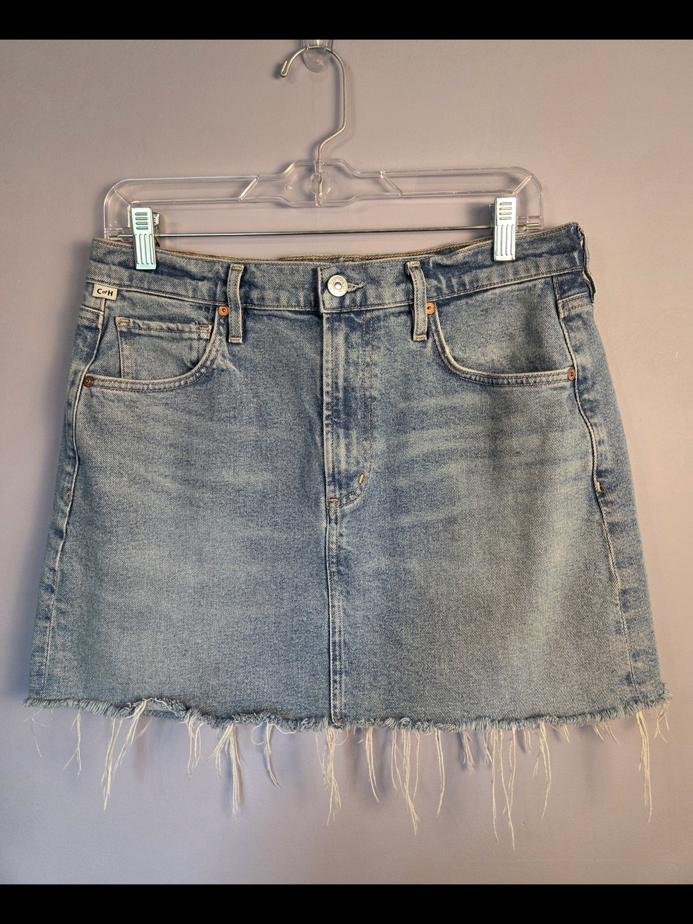 Citizens Of Humanity Frayed Hem Denim Skirt Sz 28 Cowgirl Summer Festival Beach - Picture 1 of 7